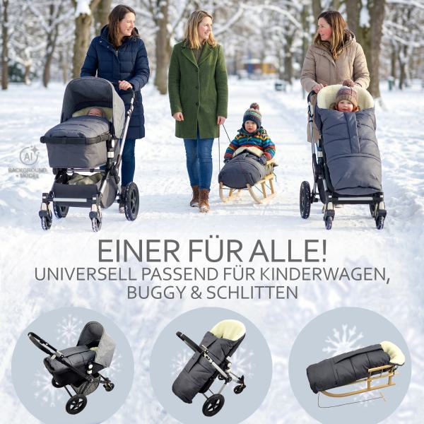 BAMBINIWELT Winterfußsack in Mumienform für Kinderwagen und Buggy, 110cm, Wolle, Design MELIERT